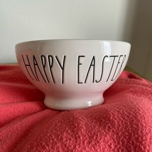 Rae Dunn Happy Easter White Ceramic Bowl with teal lining